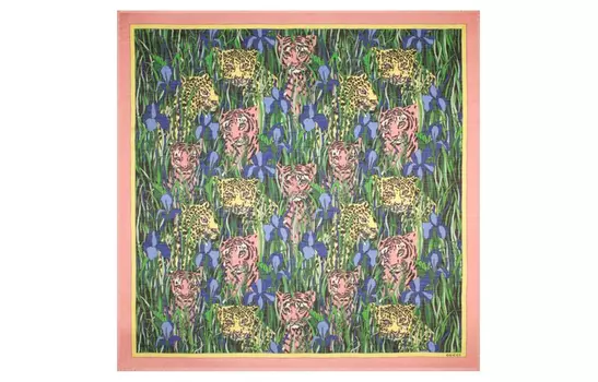 Шарф шелковый Gucci женский, многоцветный