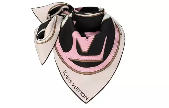 Шарф шелковый Louis Vuitton женский, белый / розовый / черный