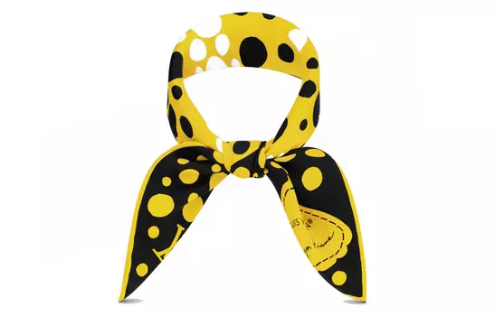 Шарф шелковый Louis Vuitton женский, черный / желтый