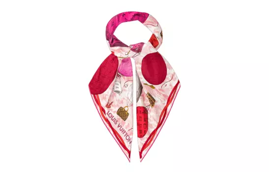 Шарф шелковый Louis Vuitton женский, красный