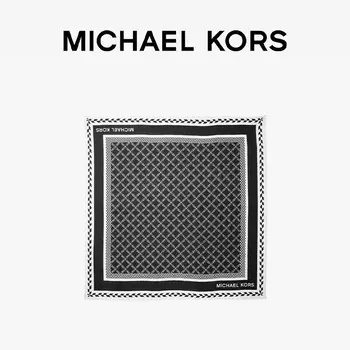 Шарф шелковый Michael Kors с ромбовидным принтом, темно-синий