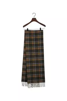 Шарф шерстяной Gant в клетку, темно-зеленый