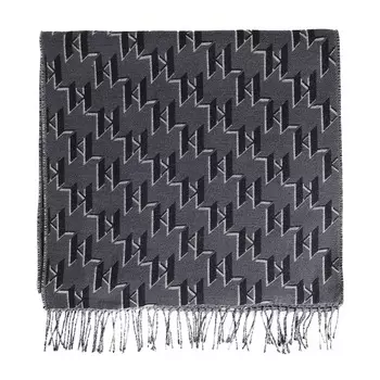 Шарф шерстяной Karl Lagerfeld K/monogram/logo, серый/черный