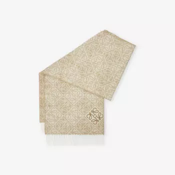 Шарф шерстяной Loewe с добавлением кашемира, бежевый