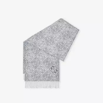 Шарф шерстяной Loewe с добавлением кашемира, серый