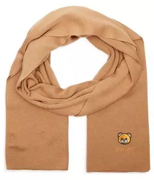 Шарф шерстяной Moschino, коричневый