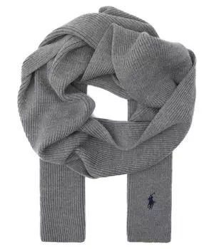 Шарф шерстяной Polo Ralph Lauren с логотипом, серый