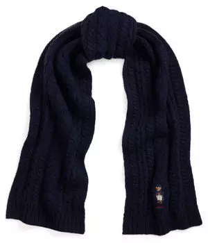Шарф шерстяной Polo Ralph Lauren с логотипом, синий