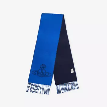 Шарф шерстяной с бахромой в один шар Vivienne Westwood, синий