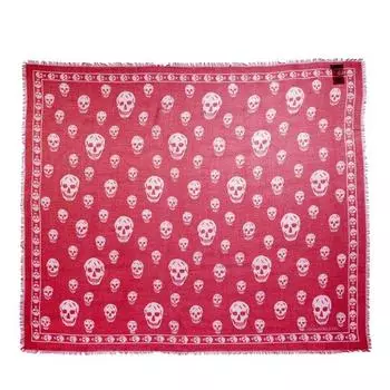 Шарф skull scarf 104x120 modal/silk lacquer/pink Alexander Mcqueen, красный