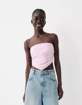 Шарф-Топ со льном Bershka, розовый