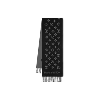 Шарф трикотажный Louis Vuitton, черный / серый