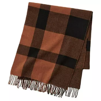 Шарф Uniqlo Comptoir Des Cotonniers Wool Checked Stole, коричневый/темно-коричневый
