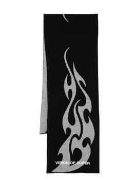 Шарф Vision Of Super flames, вязанный интарсией, черный