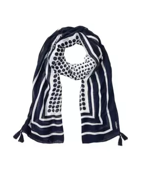 Шарф в горох с каймовым принтом Olsen, синий