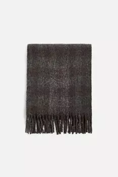 Шарф в клетку с наческом ZARA, черный