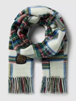 Шарф в клетку тартан, модель "OBLONG" Lauren Ralph Lauren, молочный