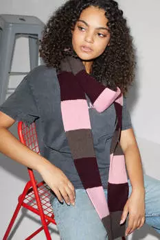 Шарф в полоску Clockhouse, розовый