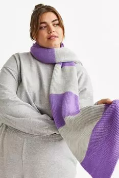 Шарф в рубчик H&amp;M, фиолетовый/полосатый