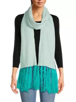 Шарф в рубчик с бахромой La Fiorentina, цвет Mint Turquoise
