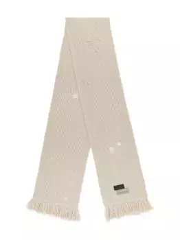 Шарф в рубчик с бахромой MM6 Maison Margiela, нейтральный