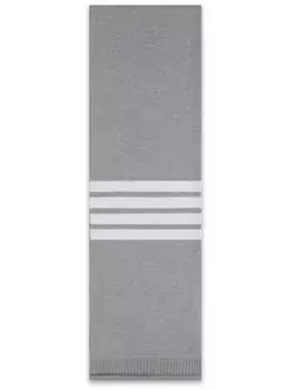 Шарф в рубчик с полосками 4-Bar THOM BROWNE, серый