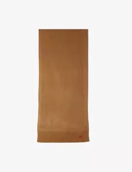 Шарф в рубчик с вышивкой Gallo, коричневый