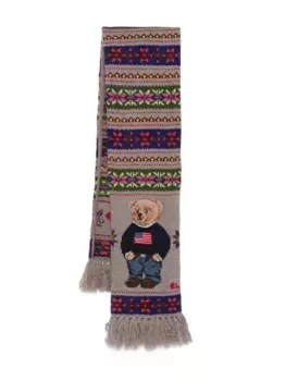 Шарф в стиле фэр-айл с рисунком медведя POLO RALPH LAUREN, серый
