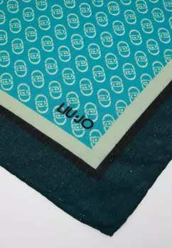 Шарф WITH FLORAL PRINT AND LOGO LIU JO, бирюзовый