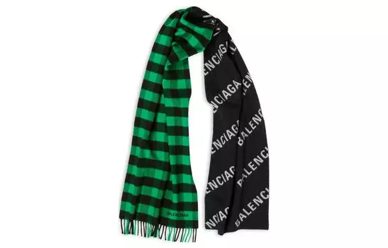 Шарф вязаный Balenciaga мужской, зеленый / черный