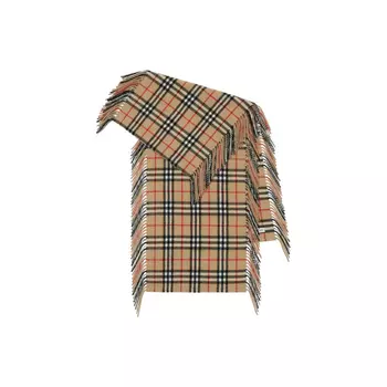 Шарф вязаный Burberry Checked Fringed-Edge, хаки