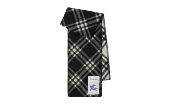 Шарф вязаный Burberry в клетку, черный