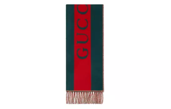 Шарф вязаный Gucci Jacquard, черный / красный