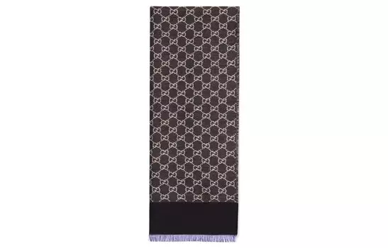 Шарф вязаный Gucci с узором, черный