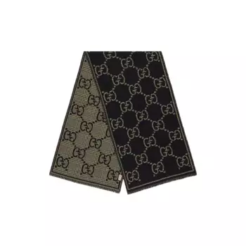 Шарф вязаный Gucci с узором, черный / серый