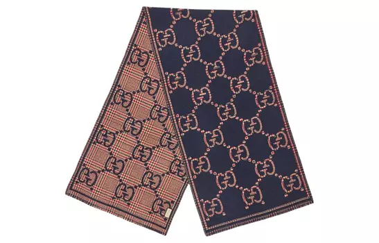 Шарф вязаный Gucci, синий / красный