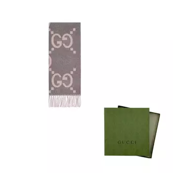 Шарф вязаный Gucci женский, розовый / серый