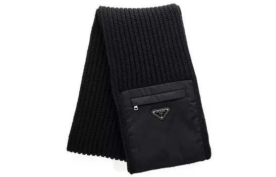 Шарф вязаный Prada Unisex, черный