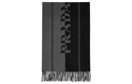 Шарф вязаный Prada Unisex, черный / серый