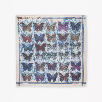 Шарф Zadig&Voltaire Kerry с принтом бабочек, белый / синий