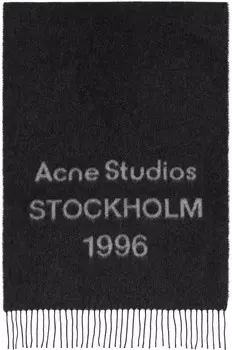 Шарф жаккардовый с черно-серым логотипом Acne Studios