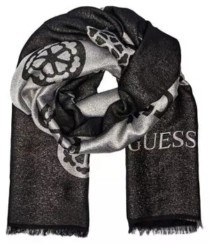 Шарф женский Guess Залина с принтом, черный