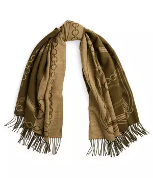 Шарф женский Lauren Ralph Lauren полушерстяной с бахромой, коричневый