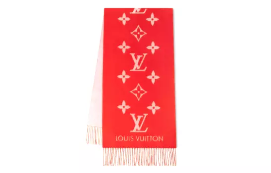 Шарф женский Louis Vuitton вязаный, красный / белый