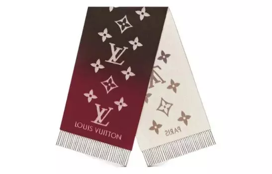 Шарф женский Louis Vuitton вязаный, красный / коричневый