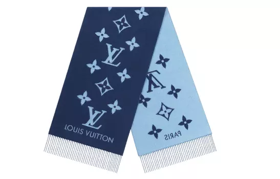 Шарф женский Louis Vuitton вязаный, синий / темно-синий