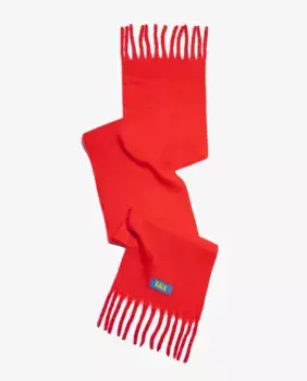 Шарф женский однотонный с бахромой на концах, первая модель Kalk, красный