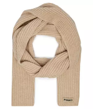 Шарф женский Pinko шерстяной с добавлением кашемира, бежевый