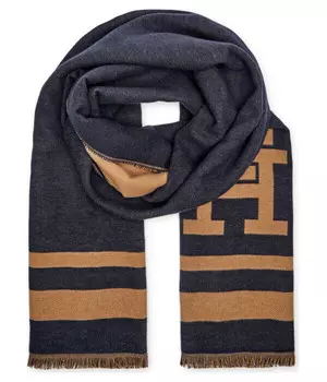 Шарф женский Tommy Hilfiger двусторонний, синий/бежевый