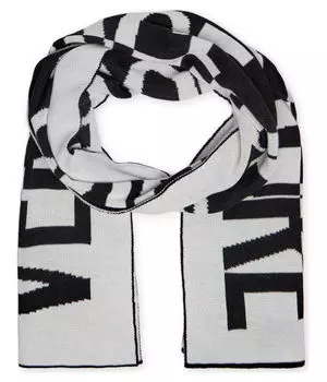 Шарф женский Versace Jeans Couture с добавлением шерсти с принтом, черный